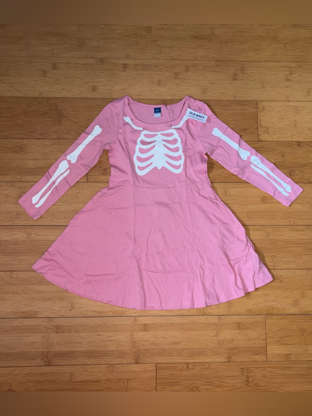 NWT Girl’s Size S 6-7 Halloween Pink Skeleton Dress